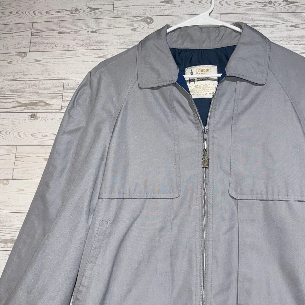 London Fog Weatherwear Of Distinction Gray Jacket Zip Pockets Men’s Size 38